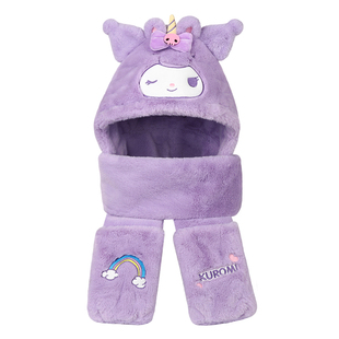 三丽鸥美乐蒂库洛米玉桂狗帕恰狗儿童可爱毛绒帽子围巾手套一体女