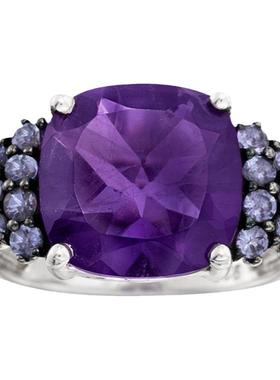 自营ross-simons 罗斯-西蒙斯紫水晶和 . 925 纯银坦桑石戒指 -