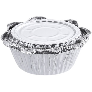 一次性锡纸碗煲仔饭外卖打包盒锡纸盒圆形碗带盖餐盒花甲粉专用碗