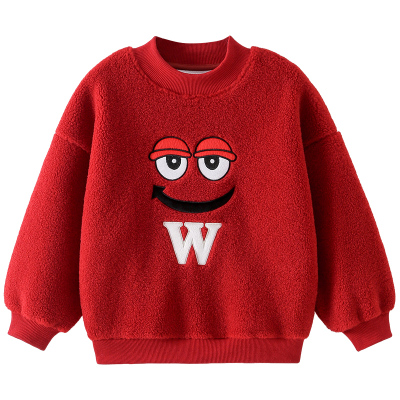 男童加绒卫衣秋冬款2025冬装新款儿童加绒加厚毛毛衣保暖圆领上衣