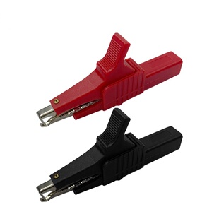 开口20mm 全铜测试夹安全型鳄鱼夹4mm尾孔耐高温带钩高压弯头鱼夹