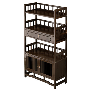 博古架实木新中式茶叶架置物架茶柜茶室摆件展示柜茶具茶杯收纳架