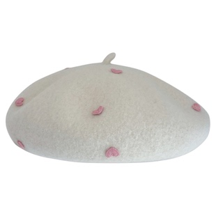 法式小爱心羊毛贝雷帽子女秋冬季保暖复古画家帽气质百搭蓓蕾帽潮