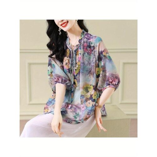 Y 81152 Printed Chiffon Blouse 印花雪纺衫 亚马逊欧美跨境