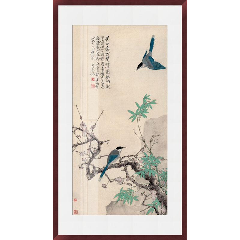米亦堂x梅竹松兰 慈禧新中式清代花鸟宣纸字画书房玄关条案桌挂画