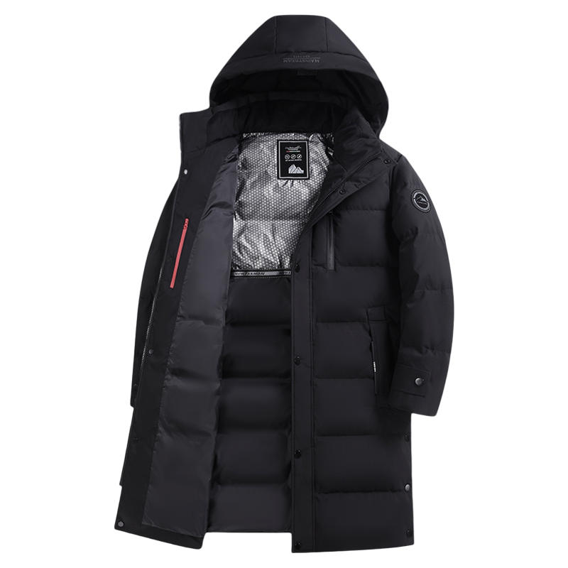 鸭鸭爸爸冬装羽绒服男中长款休闲连帽中老年男士爷爷加厚保暖外套