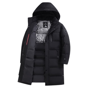 鸭鸭爸爸冬装羽绒服男中长款休闲连帽中老年男士爷爷加厚保暖外套