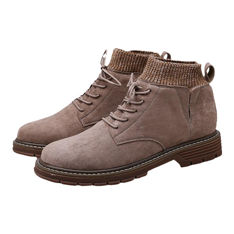 马丁靴男高帮冬季加绒英伦风反绒皮保暖袜子靴时尚棉鞋防滑雪地靴