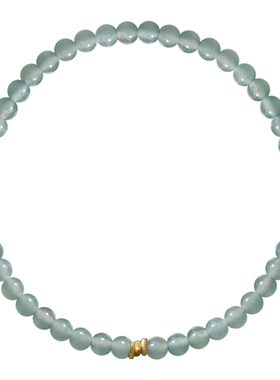 女款蓝水极细高冰种18k金4mm翡翠