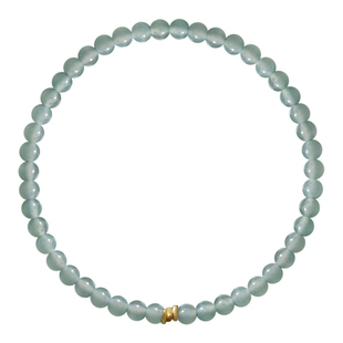 黄金手链18k金天然翡翠小米珠手串4mm极细高冰种蓝水女款手链叠戴