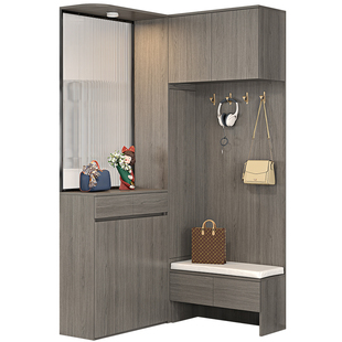 意式轻奢L型转角入户玄关柜鞋柜一体门厅屏风隔断柜客厅家用4W27