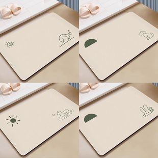 卡通简约硅藻泥吸水地垫家用浴室防滑速干脚垫卫生间易打理门垫