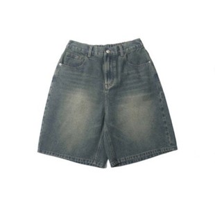 BurnBro美式复古直筒百搭牛仔短裤男夏季显瘦休闲五分裤cleanfit