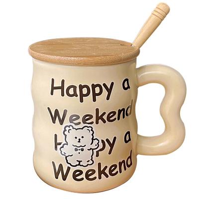 ins杯子女陶瓷马克杯带盖勺高颜值可爱办公室早餐咖啡喝水杯家用