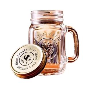 创意带盖手柄把子杯玻璃杯复古果汁扎啤酒公鸡杯奶茶饮料杯马克杯