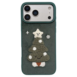 jze 可爱绿色jellycat圣诞树刺绣适用苹果17ProMax手机壳iphone15新款16pro女13带挂绳15pro秋冬14防摔保护套