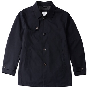 德鲨秋新款中长款风衣男时尚单排扣翻领上衣男装防风外套