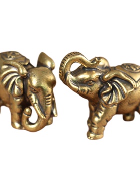 铜实心铜大象摆件铜小号福象手把件仿古玩铜器财象桌面茶宠批发