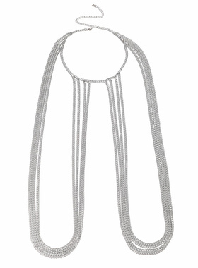 欧美性感男士身体链简约个性嘻哈多层金属链条胸链身体饰品礼物潮