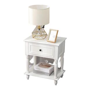 美式实木床头柜简约白色现代卧室收纳轻奢窄储物柜小型网红床边柜