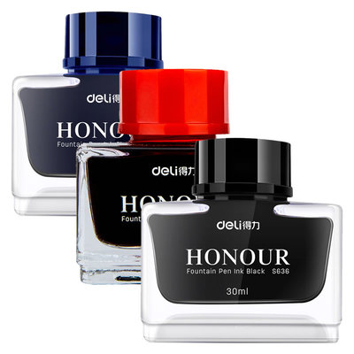 得力钢笔墨水非碳素黑色红色蓝色