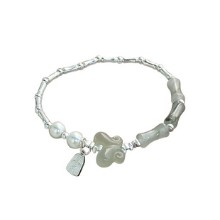 热销新品s925纯银竹节蝴蝶手链和田玉贝珠轻奢小众设计搭配饰品