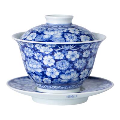 纯手工手绘青花盖碗景德镇陶瓷器