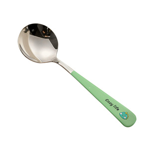 食品级不锈钢儿童吃饭专用勺子个人专用可爱女士高颜值汤勺小勺