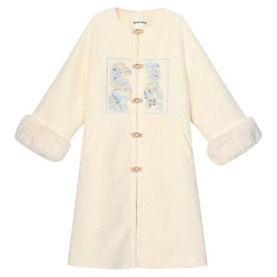 森女部落原创国风新中式过年呢大衣毛呢外套2025年秋冬新款女装