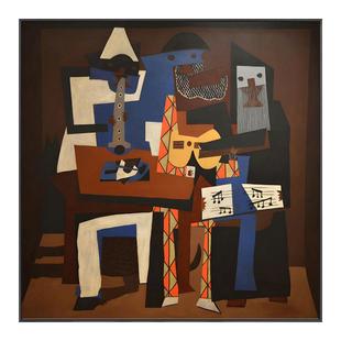 《三个音乐家》毕加索抽象名画装饰画餐厅客厅墙壁画玄关书房挂画