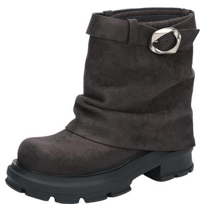 saturdaymode西部牛仔靴显瘦复古