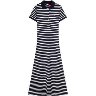 【A字廓形】Tommy春夏女装气质休闲收腰修身显瘦POLO领连衣裙长裙