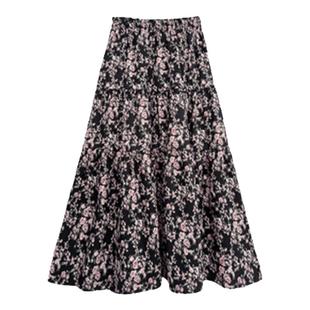 高腰半身裙粉色碎花长裙女夏季新款a字裙显瘦遮胯蛋糕裙百搭裙子