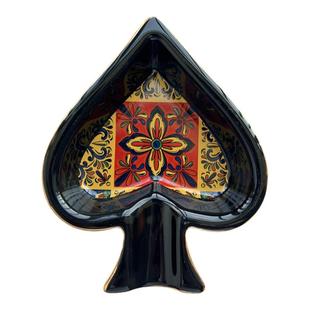 雪茄烟灰缸单只扑克红桃黑梅花欧式陶瓷烟缸家用婚庆酒吧个性摆件
