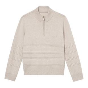 PSALTER诗篇羊毛简约百搭半开胸立领条纹毛衣毛针织衫冬款