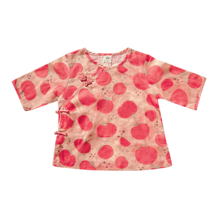 女童汉服短袖套装2025新款夏季宝宝复古棉麻两件套儿童唐装衣服