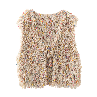 MMC2025秋冬新款重工手工编织针织马甲毛衣背心复古叠穿小众设计