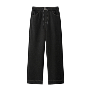 妈妈装休闲牛仔裤大码宽松直筒裤春装高腰裤子秋季单裤50岁60长裤