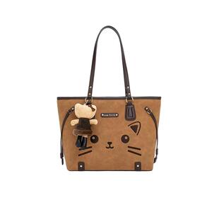 【自营】JANE KLAIN猫咪刺绣托特包时尚简约百搭日常通勤包大容量