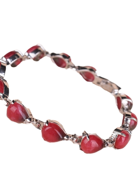 红绿宝玉石手串桃花心型手链