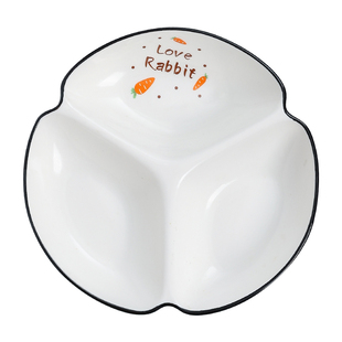 家用餐盘子陶瓷定量减肥减脂餐盘一人食三格分格分隔饭盘儿童餐盘