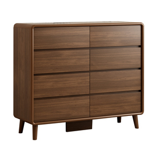 中式八斗柜卧室实木抽屉六斗柜床尾简约收纳柜客厅五斗立柜胡桃色