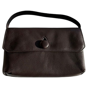 row风新款Sally女包头层牛皮纽扣包翻盖手拎包简约时尚真皮小方包