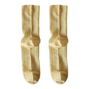 无骨缝合桑蚕丝春夏季薄款缕空透气柔软堆堆袜子女纯色百搭中筒袜