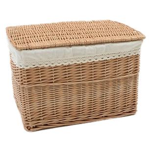 家居特大号藤编柳编田园带盖收纳筐脏衣篮藤筐篮子储物箱整理箱篓