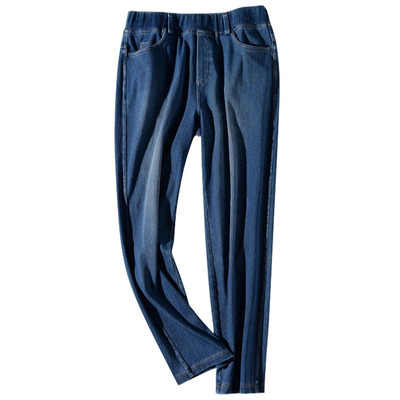 针织牛仔中高腰九分裤