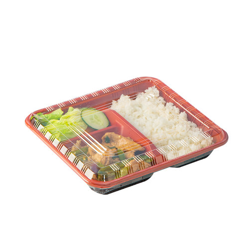 一次性餐盒分格四格塑料饭盒三4五格快餐打包便当盒外卖3多格带盖