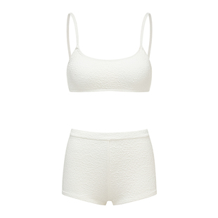 Yukari swim白色泳衣女新款小胸聚拢比基尼海岛度假高腰平角泳装