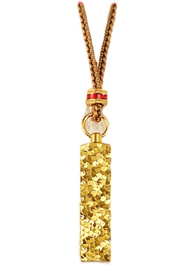 金包银小金条碎冰冰吊坠方形碎粒吊坠项链女可调节金属链高级百搭