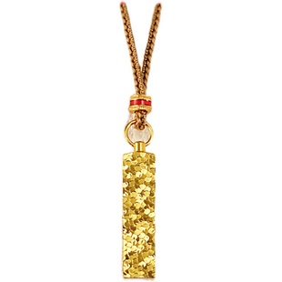 金包银小金条碎冰冰吊坠方形碎粒吊坠项链女可调节金属链高级百搭